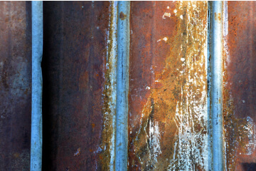 puerta de metal dañada de corrosión